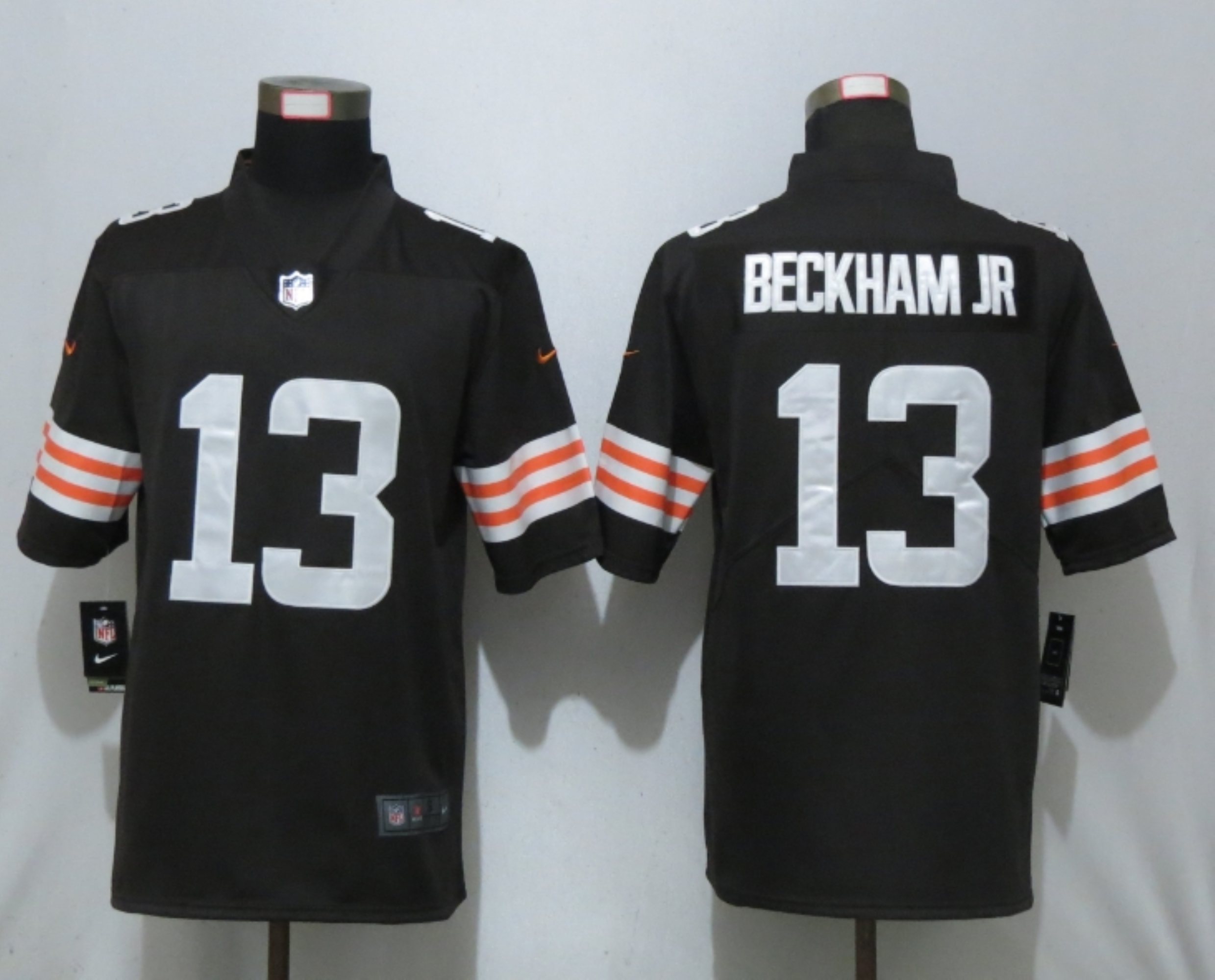 Men New Nike Cleveland Browns #13 Beckham jr Brown Vapor Limited Player Jersey->cleveland browns->NFL Jersey